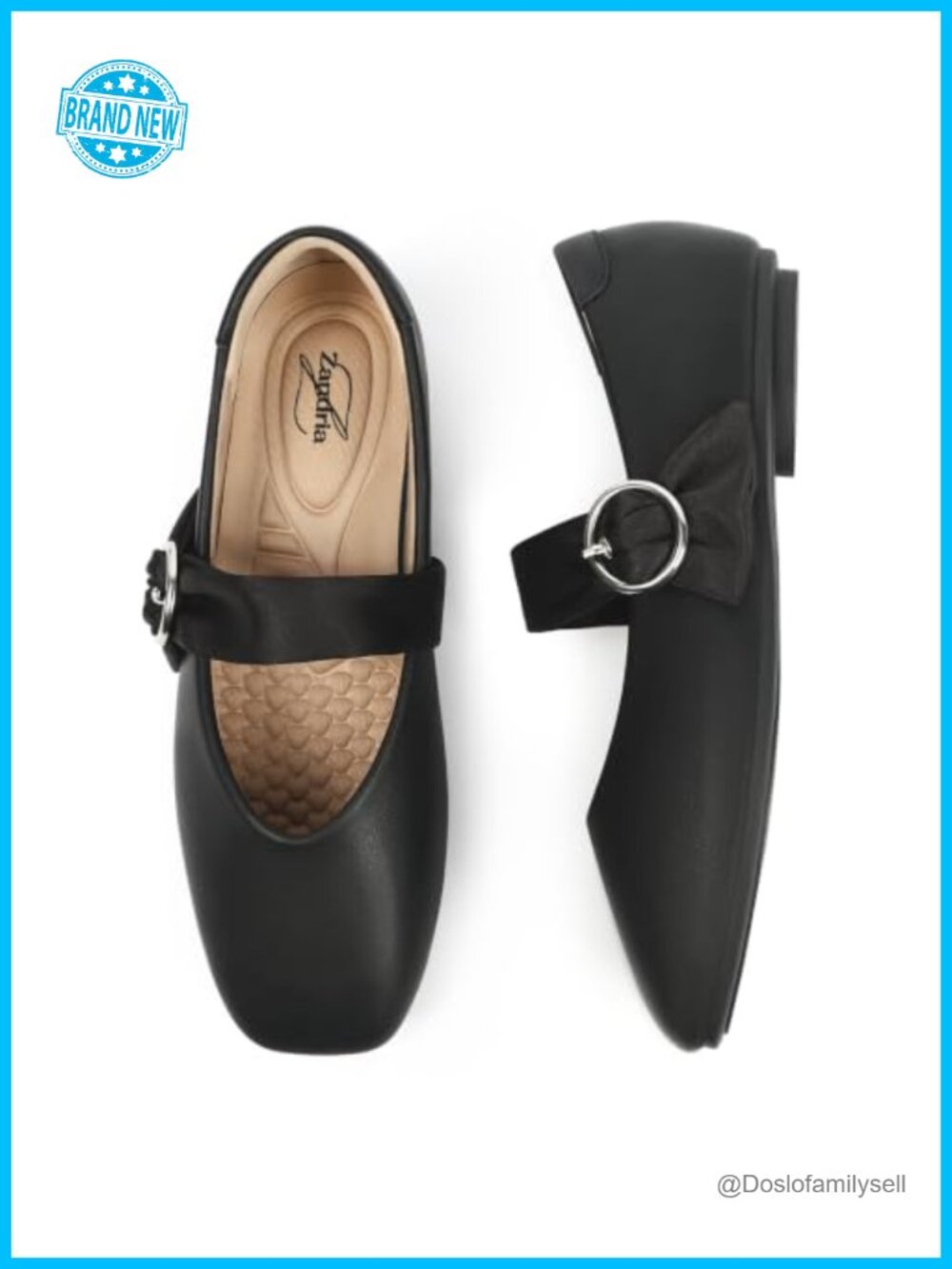 Mary Jane Flats Square Toe Faux Leather Ballet Shoes Buckle Strap